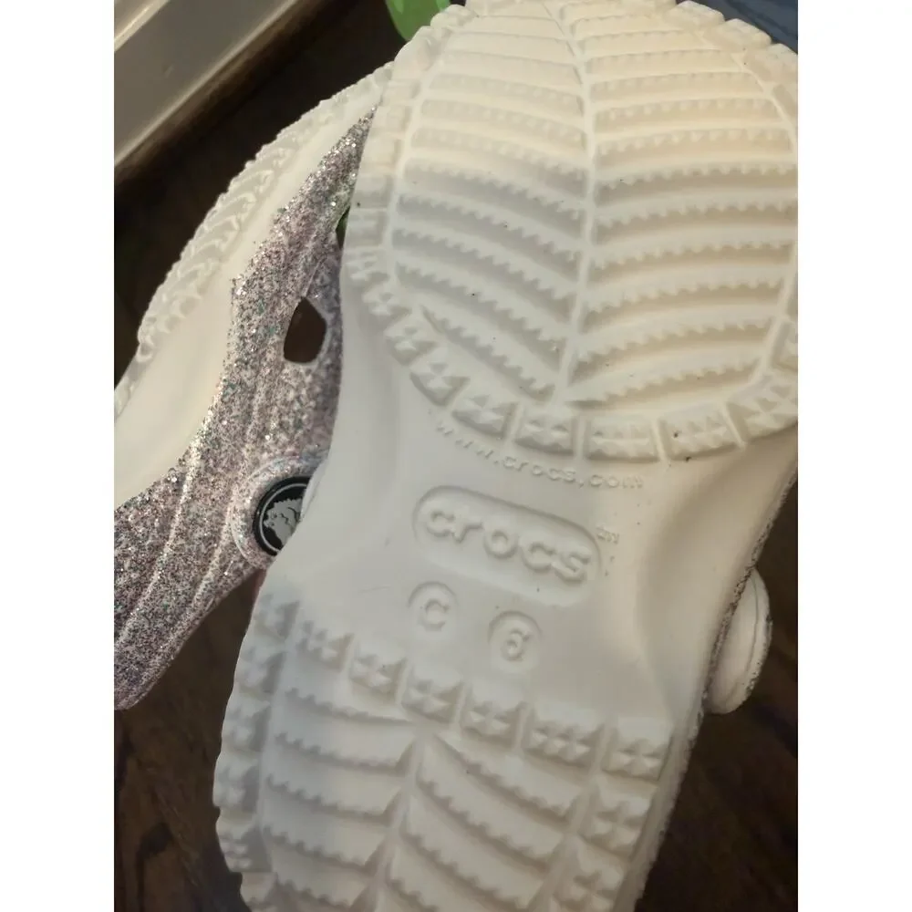 Crocs Classic Slip On Glitter Croc Little Girls Sz C6 NWT